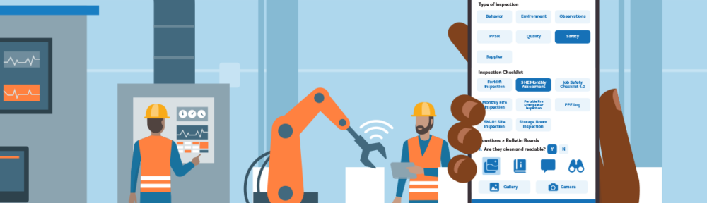 Graphic of a worker using a safety culture app