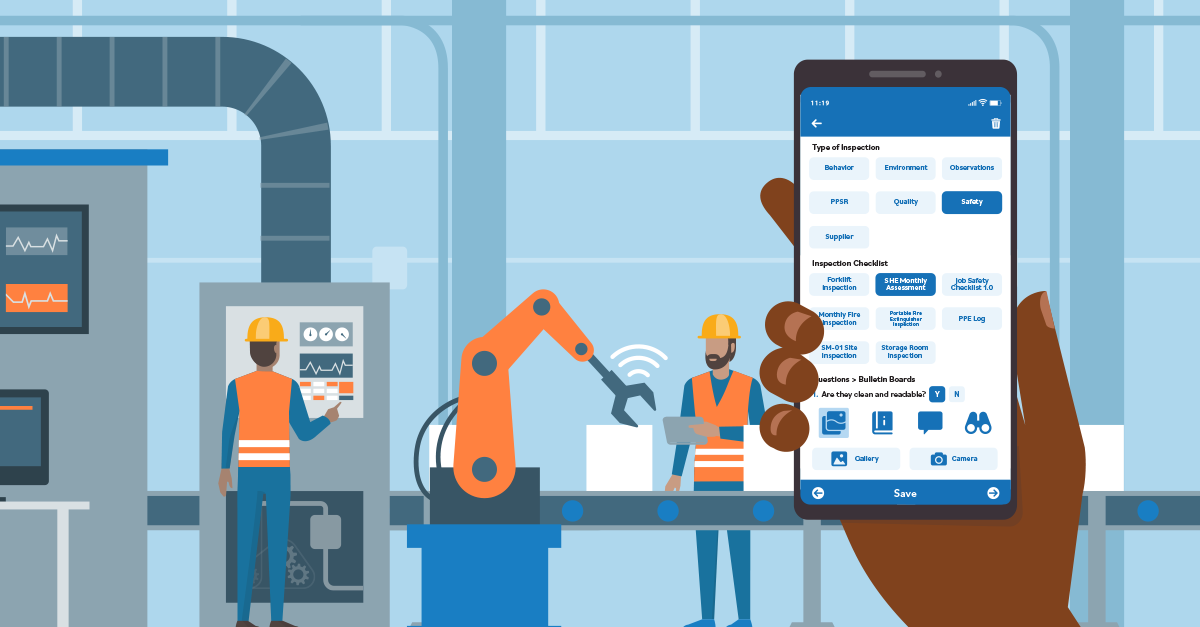 Graphic of a worker using a safety culture app