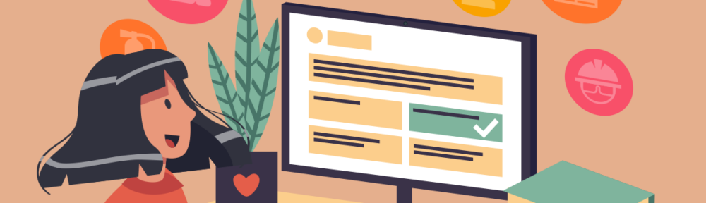 Graphic of a woman doing an online compliance training course