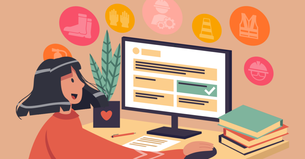 Graphic of a woman doing an online compliance training course