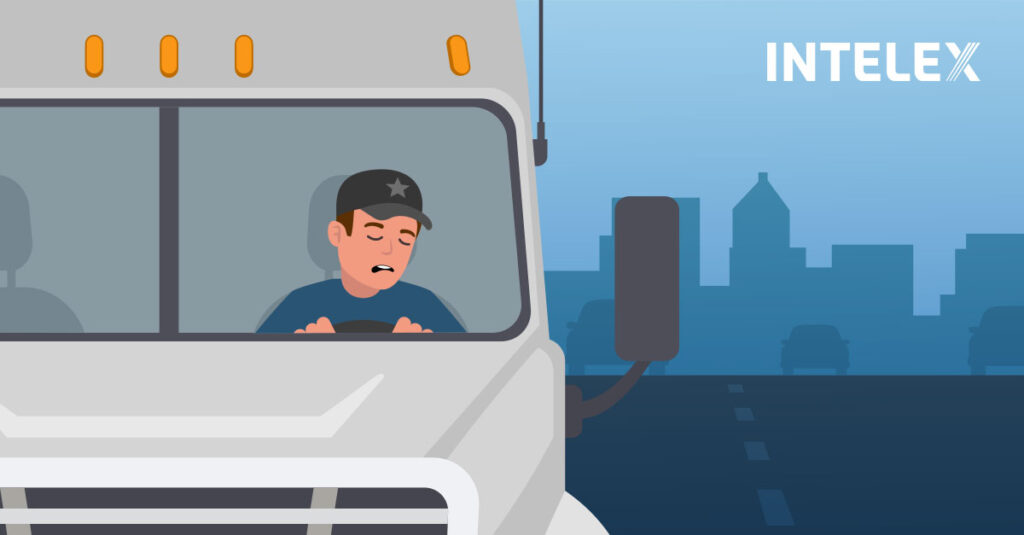 Graphic of a truck driver falling asleep at the wheel