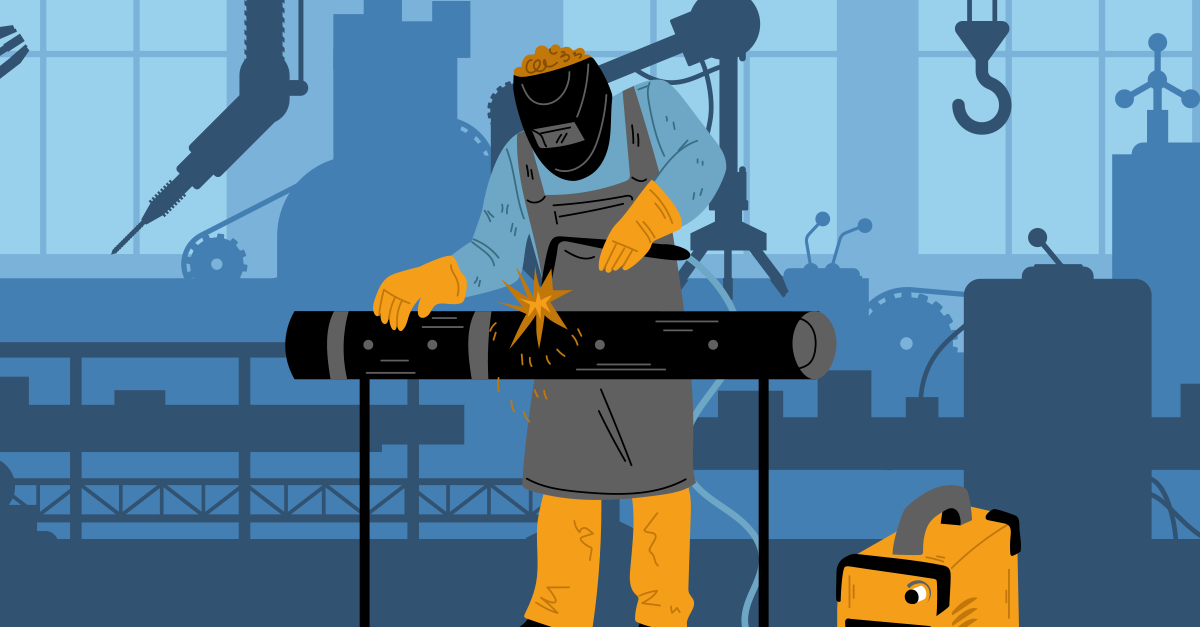 Graphic of a manufacturing worker in a factory plant