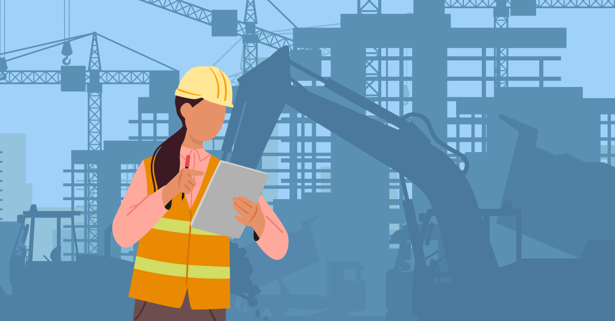 Graphic of a woman construction worker in ppe
