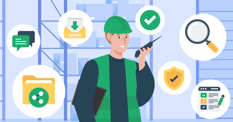 Graphic of a safey manager using a digital document management system